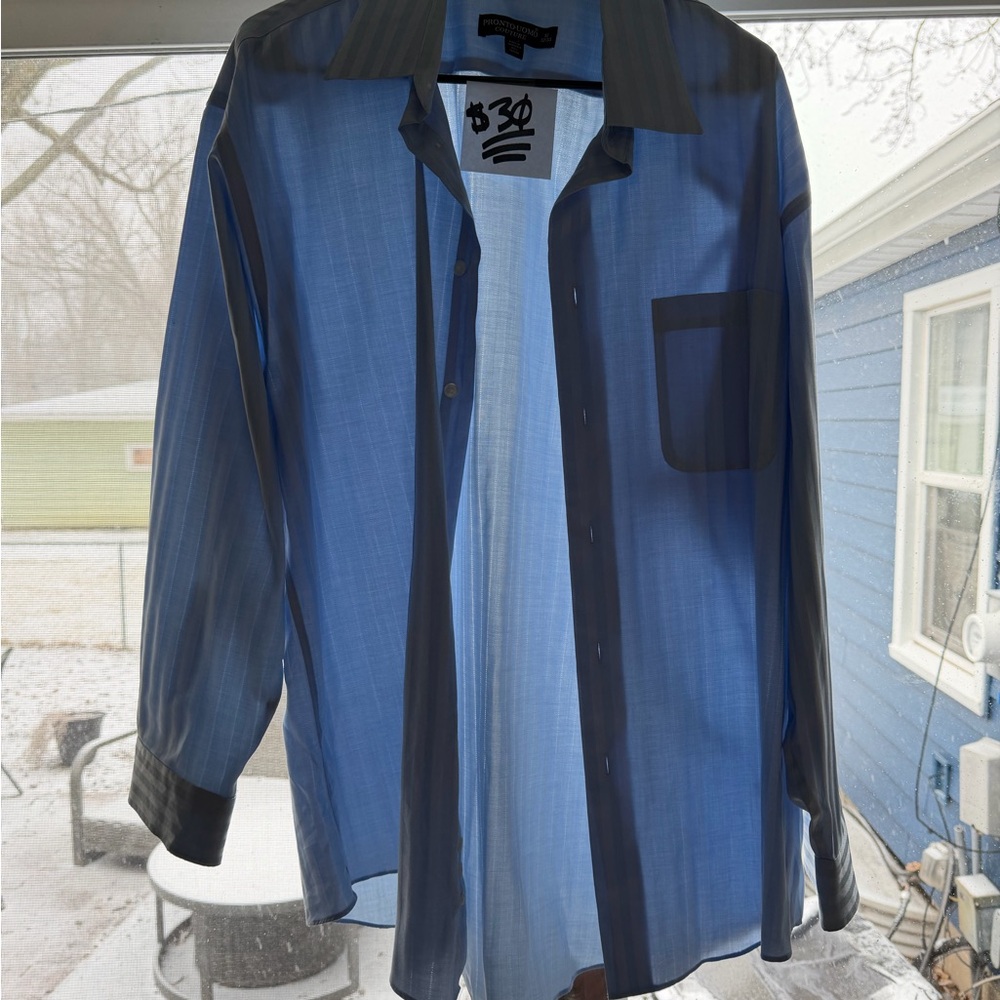 Blue Pronto Uomo Striped Button-Up Shirt